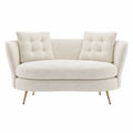 Sofa dwuosobowa jasnobeżowa boucle z nogami stalowymi 150x85x75 cm