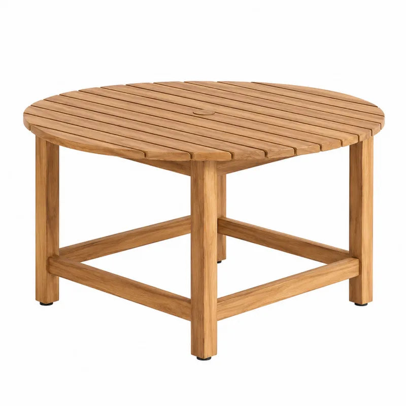 Drewniany Okrągły Stół Ogrodowy z Teaku 80 cm
