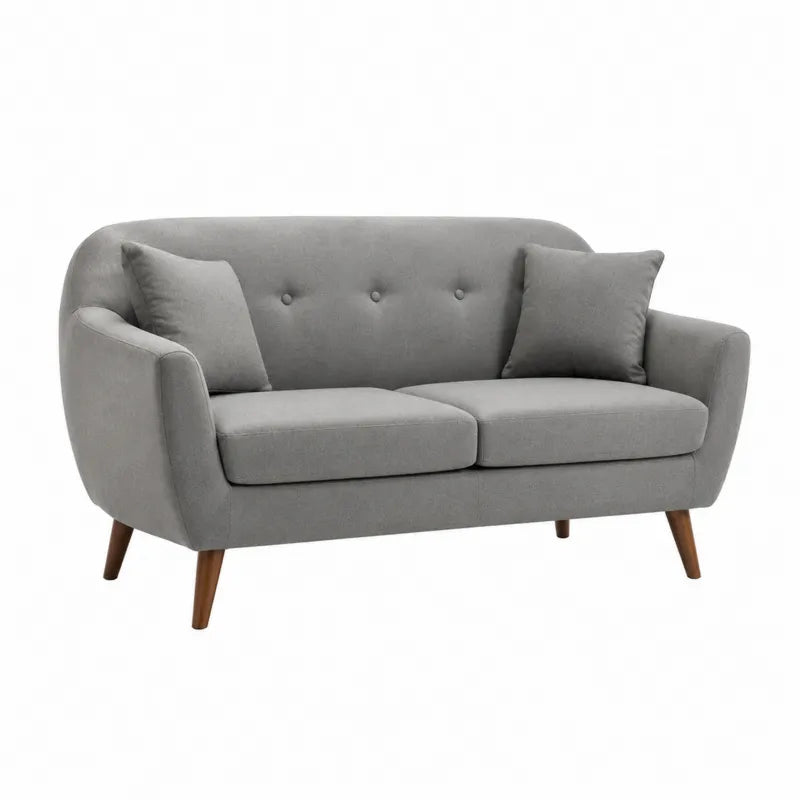 Sofa dwuosobowa z tkaniny poliestrowej, szara, 180 cm