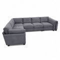 Szara modułowa sofa narożna z tkaniny poliestrowej 300x220x90cm