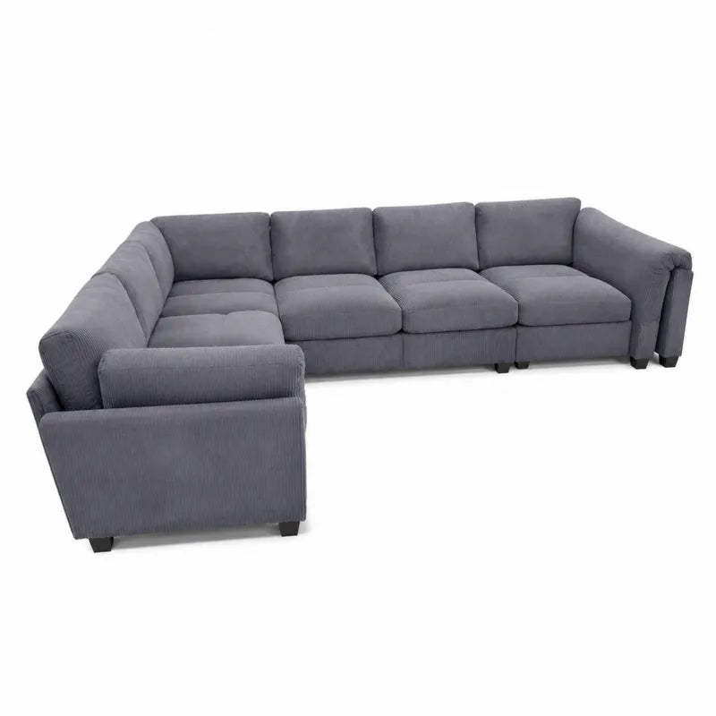 Szara modułowa sofa narożna z tkaniny poliestrowej 300x220x90cm