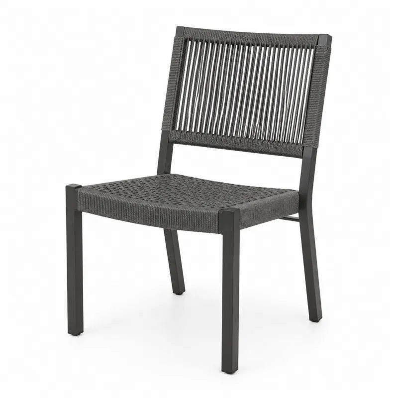 Krzesło zewnętrzne aluminiowe z liną poliestrową antracyt 56x58x85 cm
