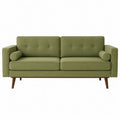 Sofa dwuosobowa zielona poliestrowa drewno 175 cm