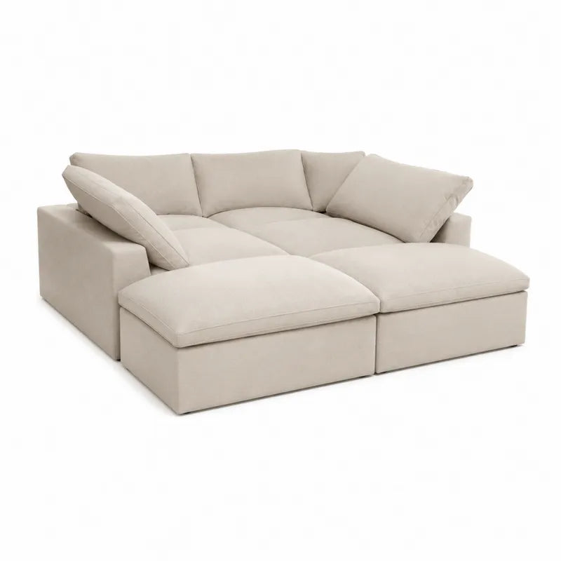 Sofa modułowa z poliestru beżowa 240x100x80 cm